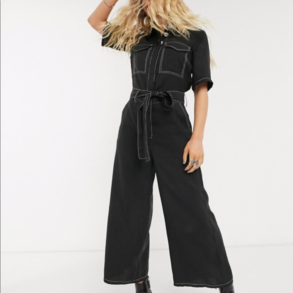 NWT ASOS Black and white contrast stitch jumpsuit